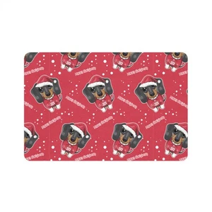 Dog Food Mat, Christmas Dachshund Pet Bowl Mat, Holiday Dog Feeding Mat, Festive - Picture 1 of 4