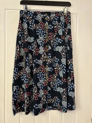 Cotton Traders Floral Midi Skirt Navy, Size 14 - Image 1 of 4