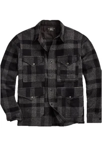 RRL RALPH LAUREN MACKINAW CRUISER JACKET MEN BLACK MATERIAL 100% WOOL - Picture 1 of 21