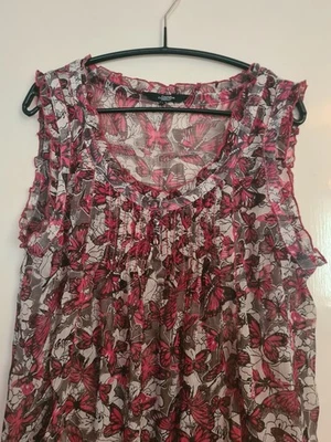 Women's Vintage Pink Buterfly Blouse Size 18 Sleeveless Top Summer Smart Casual - Image 1 of 4