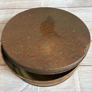 "Lata de galletas vintage del viejo mundo con tapa 8""" - Imagen 1 de 4