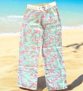 Lilly Pulitzer Linen Girls Beach Mini Palozzo Pants Lobstah Roll Size XL 12 14 - Picture 1 of 6