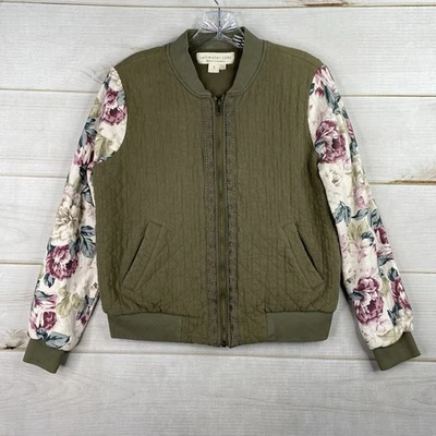 Anthropologie Saltwater Luxe Bomber Jacket Size S Green Embroidered Floral Boho - Image 1 of 4