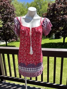 Mimi Chica Pink Floral Off The Shoulder Taste Tunic Top X-Small - Picture 1 of 6