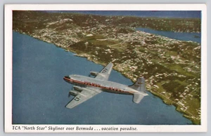 Postkarte TCA North Star Skyliner über Bermuda Flugzeug, Urlaubsparadies - Bild 1 von 3