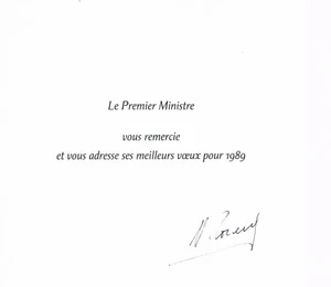 France Prime Min. Michel Rocard 1930-2016 autógrafo firmado 7""x7"" tarjeta de año nuevo - Imagen 1 de 1