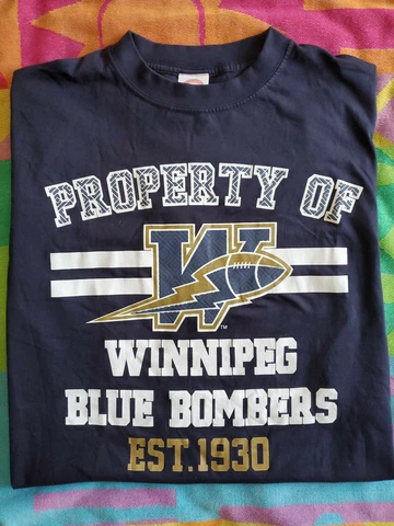 Property Of WINNIPEG BLUE BOMBERS EST.1930 CFL Official Short Sleeve Tshirt SZ S Cover