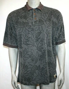 Tommy Bahama Mens Polo Shirt Size Large Gray Palm Print Casual Shirt - Picture 1 of 10
