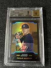 2004 Bowman Chrome Draft Picks & Prospects Gold Refractor Auto Phil Hughes BGS 9