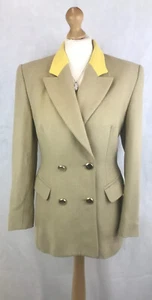 Escada By Margaretha Ley Beige Wool Silk Double Breasted Blazer Jacket UK8 A39 - Picture 1 of 12
