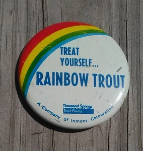 Pulsante Pubblicità Trota Vintage Mille Molle Fattoria Trattati Trota Arcobaleno - Foto 1 di 4