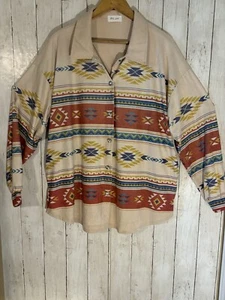 Phil Love Aztec camicia con bottoni giacca shacket taglia M oversize western boho - Foto 1 di 10