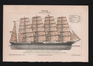 Licht-Druck 1910 Takelung. Segel-Boot Schiffe Sport Potosi Yawl Bark - Bild 1 von 1