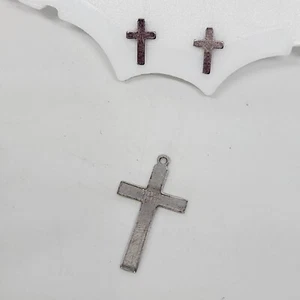 Sterling Silver .925 Cross Earrings & Pendant Charm Set Minimalist Simple - Picture 1 of 6