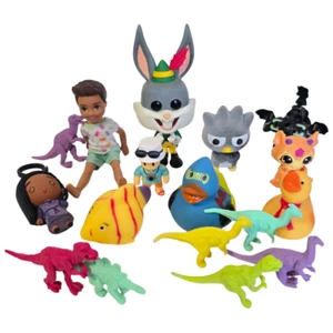 Kids Toys small Figures Hare Rabbit Duck Dinosaurs Dino Keychain Girl Fish Set - Picture 1 of 6