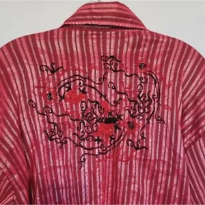 Camicia country uomo Cielo rossa e nera con bottoni ricamata manica lunga taglia L - Foto 1 di 7