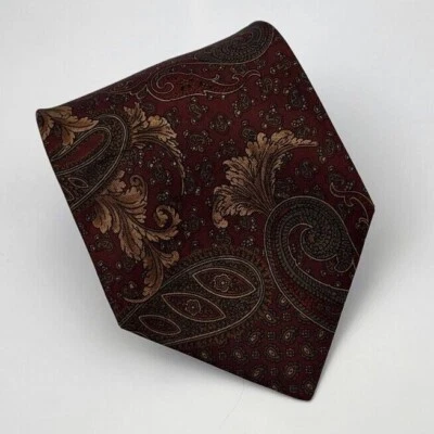 Corbata Woodward Seda Borgoña Rojo Marrón Gris Paisley Hombres 56 x 3.75 Foto 1 de 4
