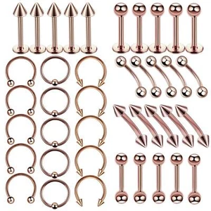 40/60PCS Piercing Kit 316L Steel Nose Septum Rings Belly Tongue Lip Stud 14G 16G - Picture 1 of 14