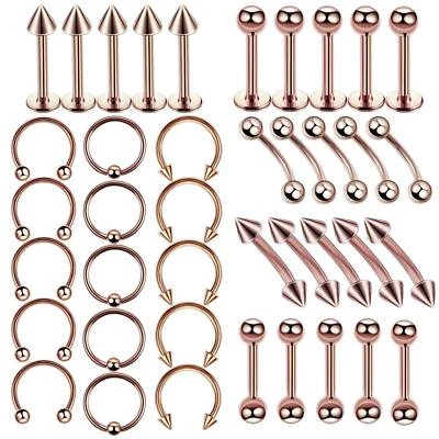 110PCS Mix Piercing 316L Steel Nose Lip Eyebrow Ring Ear Daith Studs Kit 14G 16G - Image 1 of 4