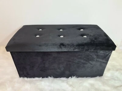 Ottoman Storage Box Foot Stool velvet Folding Seat Toys Holder Chair Pouffe Shoe - Image 1 of 2