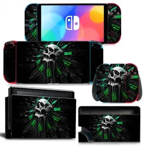 Totenkopf Skull Skin Aufkleber Stickers + Schutzfolie Für Nintendo Switch OLED - Picture 1 of 2