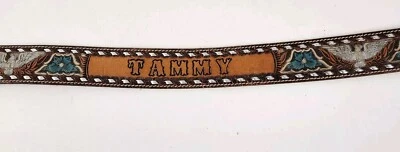 VTG Tooled Leather Belt 32 Floral Scroll Cowgirl Western Custom Personalized - Image 1 of 4
