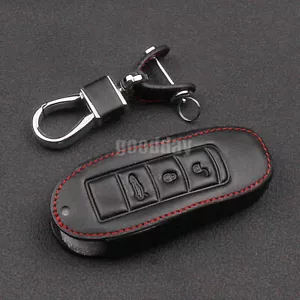 Leather Case Cover For Porsche 911 Macan Cayman Cayenne Boxster Remote Smart Key - Picture 1 of 3