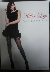 NEW Killer Legs ADULT Fishnet Pantyhose Nylon Tights (Faux Garter Bow) Gothic - Picture 1 of 1