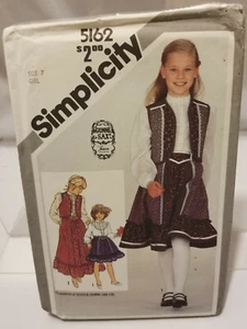 Vintage 1981 Simplicity 5162 Girls 7 Gunne Sax by Jessica - Skirt, Blouse, Vest  - Picture 1 of 3