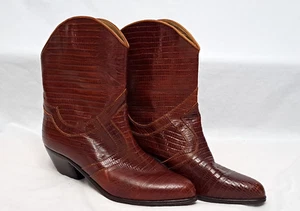 Bottes de cowgirl en cuir FL Made In Italy Western imprimé lézard pointu pointure 6,5-7 - Photo 1 sur 17