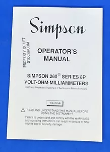 Simpson 260 Series 8P Volt-OHM-Milliammeters User Manual - Picture 1 of 3