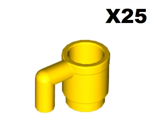 Lego ® Lot 25 Accessoire Minifig Vaisselle Tasse Jaune Mug Cup Yellow 3899 NEW - Photo 1/1