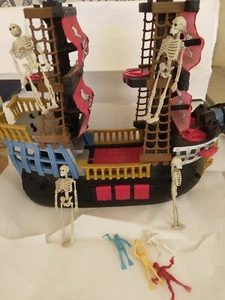 Fisher Price 2006 Mattel Imaginext Black/Red Pirate Ship Crossbone Sails - Picture 1 of 7