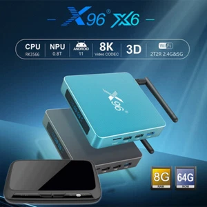X96-X6 8K Android 11.0 64GB BT 64-bit Doble WiFi Juegos Transmisión TV Caja + Antena - Imagen 1 de 18