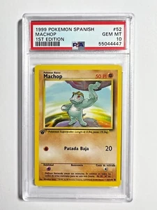PSA 10 Gema Como Nuevo 1a Edición Machop 1999 Pokemon Base Set ESPAÑOL #52 - Imagen 1 de 2