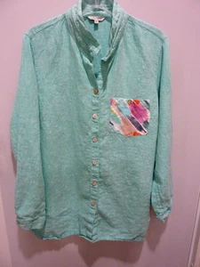 Camicetta John Mark in lino con bottoni e tasca multicolore sul retro taglia XL - Foto 1 di 8