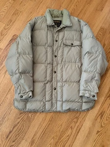 Vintage 90s Woolrich Mens Large Winter Duck Down Puffer Jacket Khaki Snap Close - Picture 1 of 14