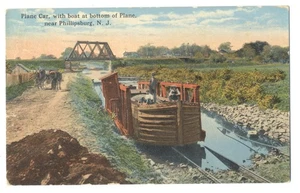 MORRIS CANAL - Flugzeugwagen mit Boot bei Phillipsburg NJ 1910 Postkarte - Bild 1 von 2