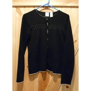 Emma James Liz Claiborne Damen kleine Strickjacke mit Knopfleiste schwarz pink - Bild 1 von 9