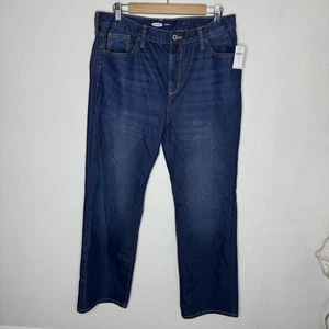 New Old Navy Dark Wash Straight Blue Jeans 5 Pocket Cotton Blend Womens 18 Plus - Picture 1 of 10