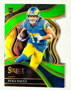 Panini Select Puka Nacua 2023 troquelado verde lima Prizm RC #/499 ¡Rams novato! - Imagen 1 de 3