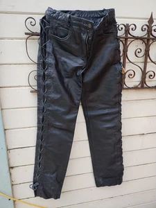 Vintage Jamin Leather Pants  Lace Up Sides Heavy Metal Rocker Fetish Leather!!!  - Picture 1 of 6