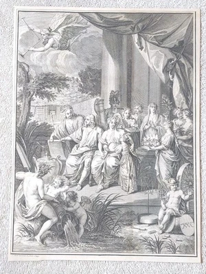 1746 Placa de Cobre J Punt Gravura Muito Bom+ Rara Mitologia Barroca Pessoas Querubim Anjo - Imagem 1 de 4