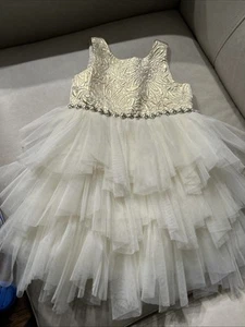 Couture Princess Ivory Party Dress Easter Flower Girl Wedding Size  3T - Picture 1 of 5