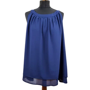 Prinstory Camisol Women's Blue Chiffon Sleeveless Summer Tank Top - Picture 1 of 13