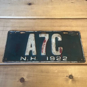 New Hampshire Dealer License Plate Single Digit A7C Rare Find 1922 Antique NH  - Picture 1 of 11