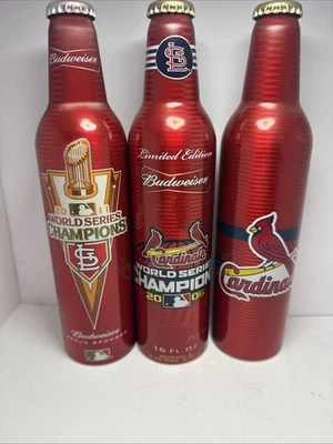 3 Budweiser St. Louis Cardinals World Series 16 унций алюминия * пустые бутылки * - Изображение 1 из 4