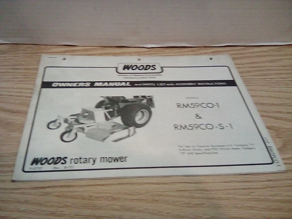 Woods RM59CO-1 RM59CO-S-1 Rotary Mower Owners and Assembly Manual Brochure. - Image 1 of 1