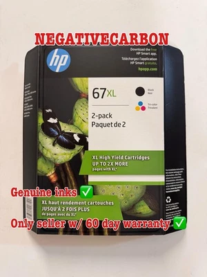 HP 67XL Black Color Combo Set Genuine Ink Cartridges ЗYP31BN 2026-2027 - Image 1 of 3