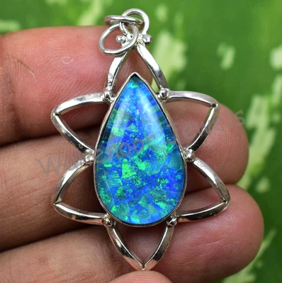 925 Pendente Argento Sterling 29.5 CT Naturale Monarch Opale di Fuoco Regalo Uso - Immagine 1 di 4